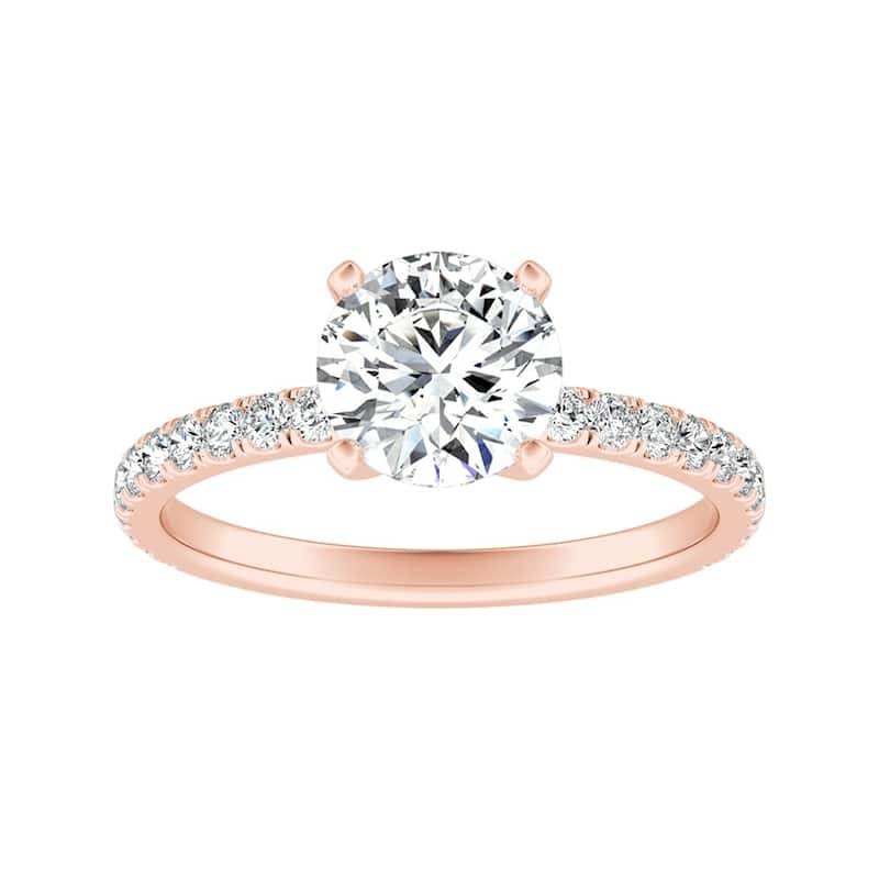 Auriya 14k Gold Classic 2ct Moissanite and Diamond Engagement Ring 1/3ctw