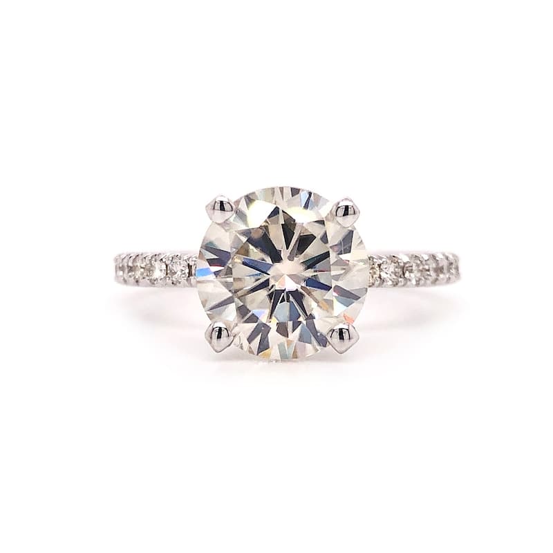 Auriya 14k Gold Classic 2ct Moissanite and Diamond Engagement Ring 1/3ctw