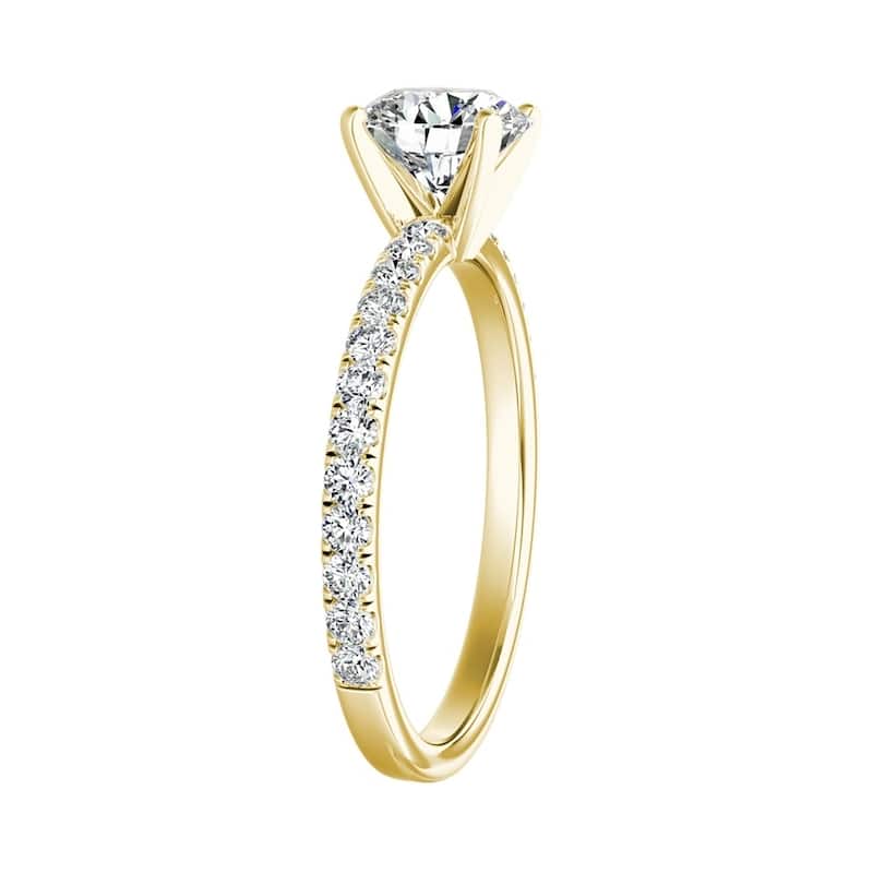 Auriya 14k Gold Classic 2ct Moissanite and Diamond Engagement Ring 1/3ctw