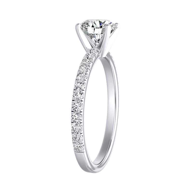 Auriya 14k Gold Classic 2ct Moissanite and Diamond Engagement Ring 1/3ctw