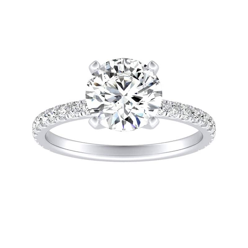 Auriya 14k Gold Classic 2ct Moissanite and Diamond Engagement Ring 1/3ctw
