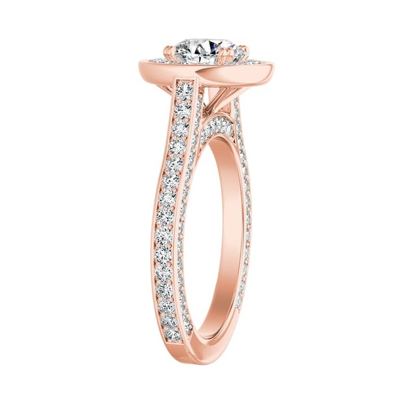 Auriya Round 1ct Moissanite and 1 1/4ctw Diamond Halo Engagement Ring 14K Gold