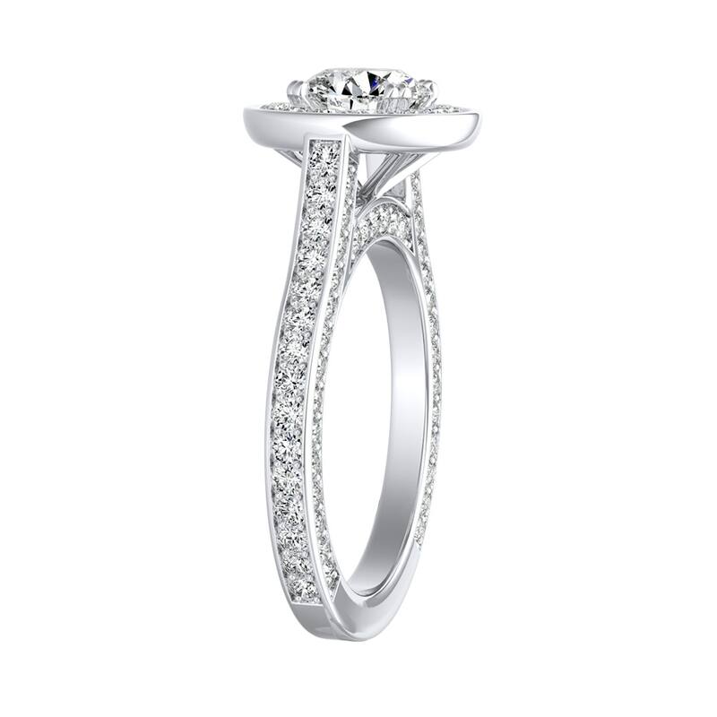 Auriya Round 1ct Moissanite and 1 1/4ctw Diamond Halo Engagement Ring 14K Gold