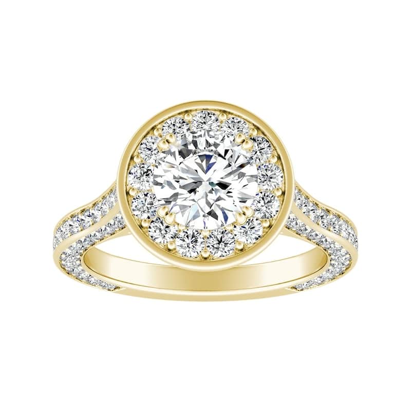 Auriya Round 1ct Moissanite and 1 1/4ctw Diamond Halo Engagement Ring 14K Gold