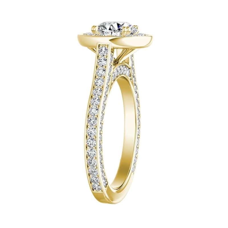 Auriya Round 1/2ct Moissanite and 1 1/4ctw Diamond Halo Engagement Ring 14K Gold