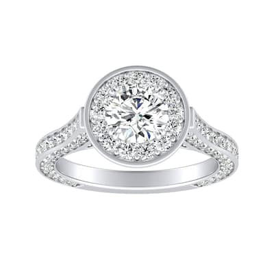 Auriya Round 1/2ct Moissanite and 1 1/4ctw Diamond Halo Engagement Ring 14K Gold