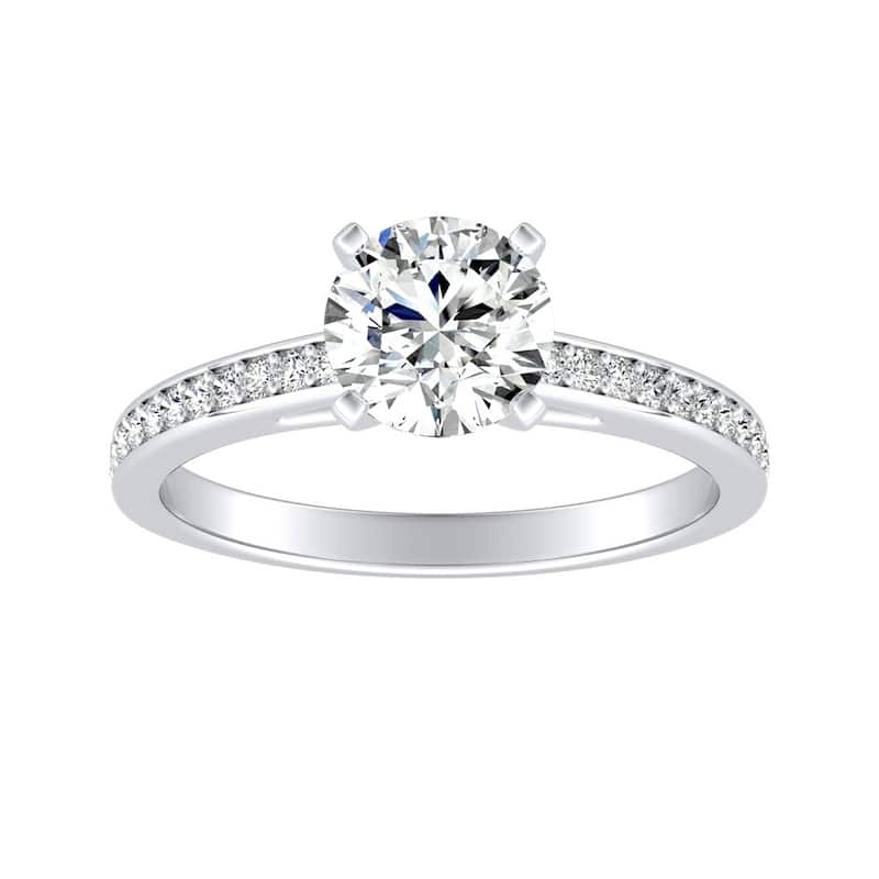 Auriya 1/2ct Round Moissanite and Diamond Engagement Ring 1/6ctw 14k Gold - 7.5 - White