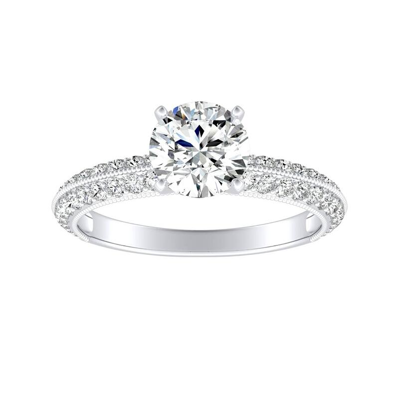 Auriya 1ct Round Moissanite and Diamond Engagement Ring 1/6ctw 14k Gold