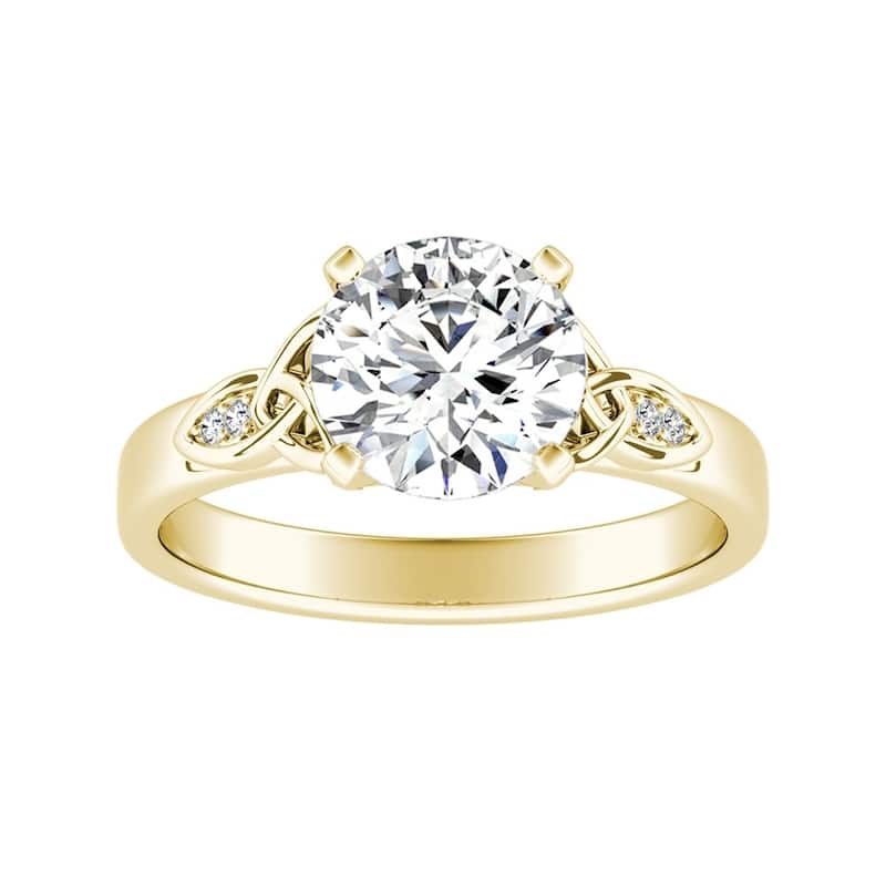 Auriya 14k Gold Modern 3ct Round Moissanite Engagement Ring