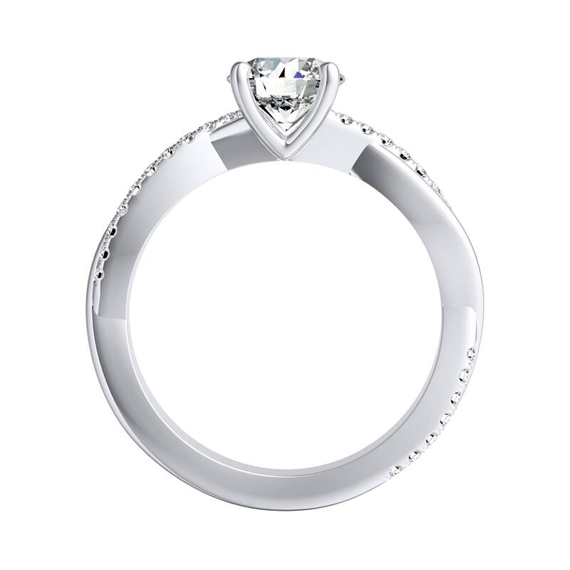 Auriya Twisted Modern 1ct Round Moissanite and 1/5ctw Diamond Engagement Ring 14K Gold