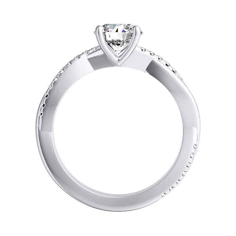 Auriya 14k Gold Twisted Modern 2 1/2ct Round Moissanite and 1/5ctw Diamond Engagement Ring