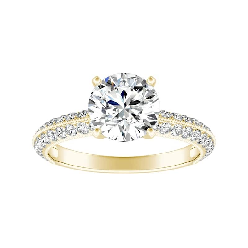 Auriya 14k Gold Vintage 2 1/2ct Round Moissanite and 3/8ctw Diamond Engagement Ring