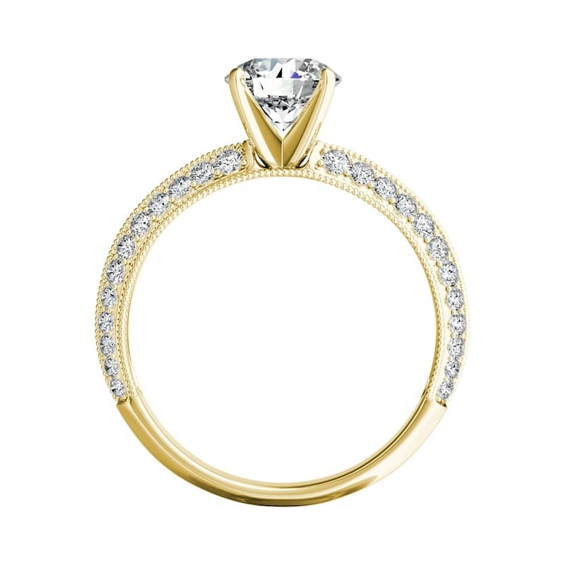 Auriya 14k Gold Vintage 2 1/2ct Round Moissanite and 3/8ctw Diamond Engagement Ring