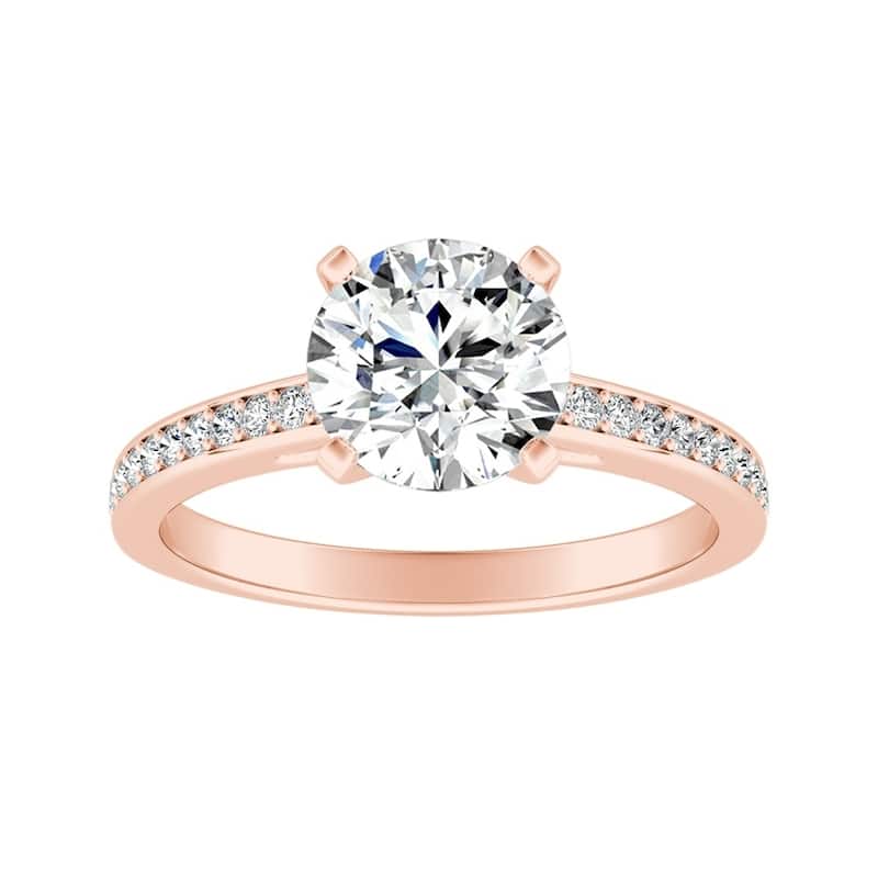 Auriya 14k Gold 2 1/2ct Round Moissanite and Diamond Engagement Ring 1/6ctw