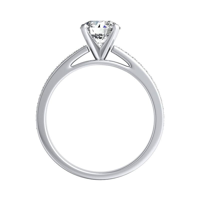 Auriya 14k Gold 3ct Round Moissanite and Diamond Engagement Ring 1/6ctw