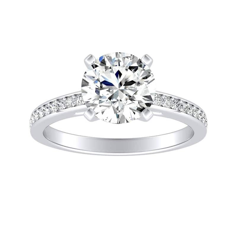 Auriya 14k Gold 3ct Round Moissanite and Diamond Engagement Ring 1/6ctw