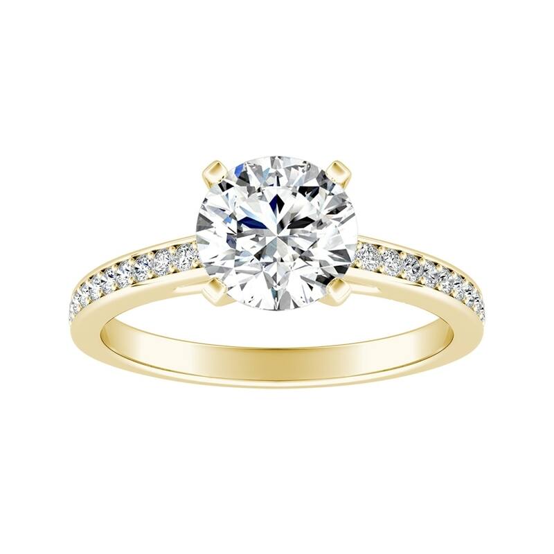 Auriya 14k Gold 1 1/2ct Round Moissanite and Diamond Engagement Ring 1/6ctw