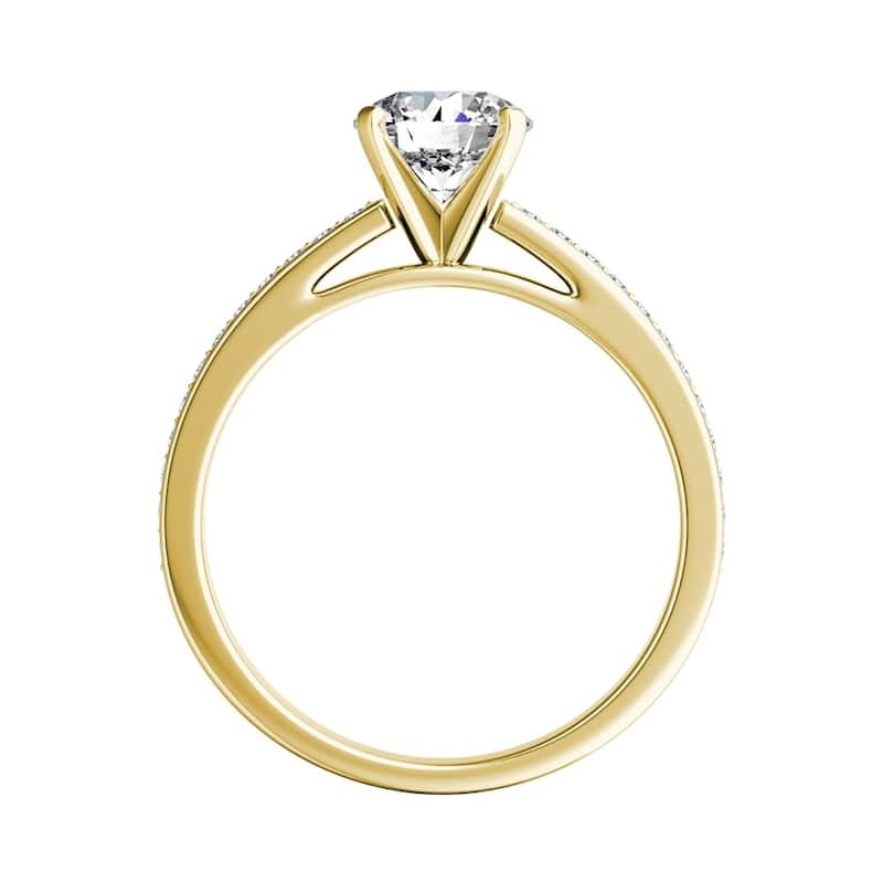 Auriya 14k Gold 1 1/2ct Round Moissanite and Diamond Engagement Ring 1/6ctw