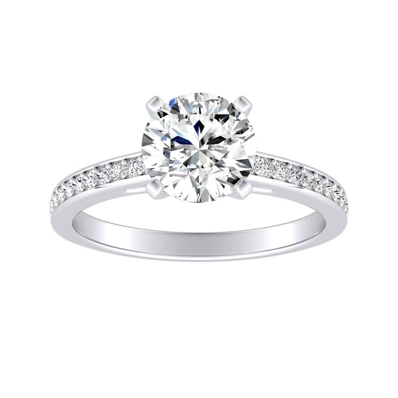 Auriya 14k Gold 1 1/2ct Round Moissanite and Diamond Engagement Ring 1/6ctw