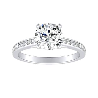 Auriya 14k Gold 1 1/2ct Round Moissanite and Diamond Engagement Ring 1/6ctw