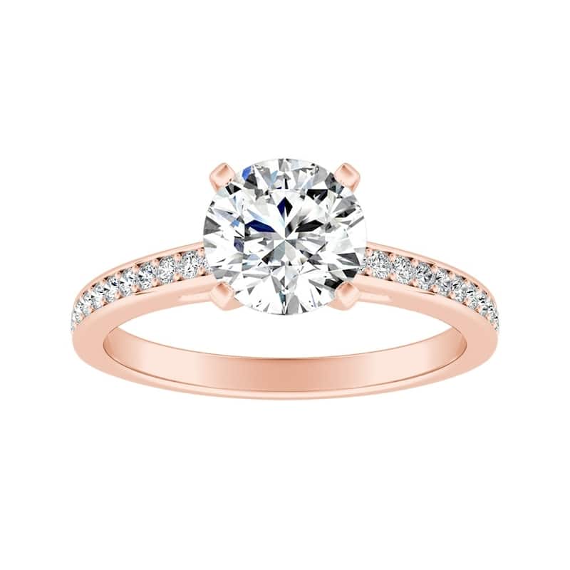 Auriya 14k Gold 1 1/2ct Round Moissanite and Diamond Engagement Ring 1/6ctw