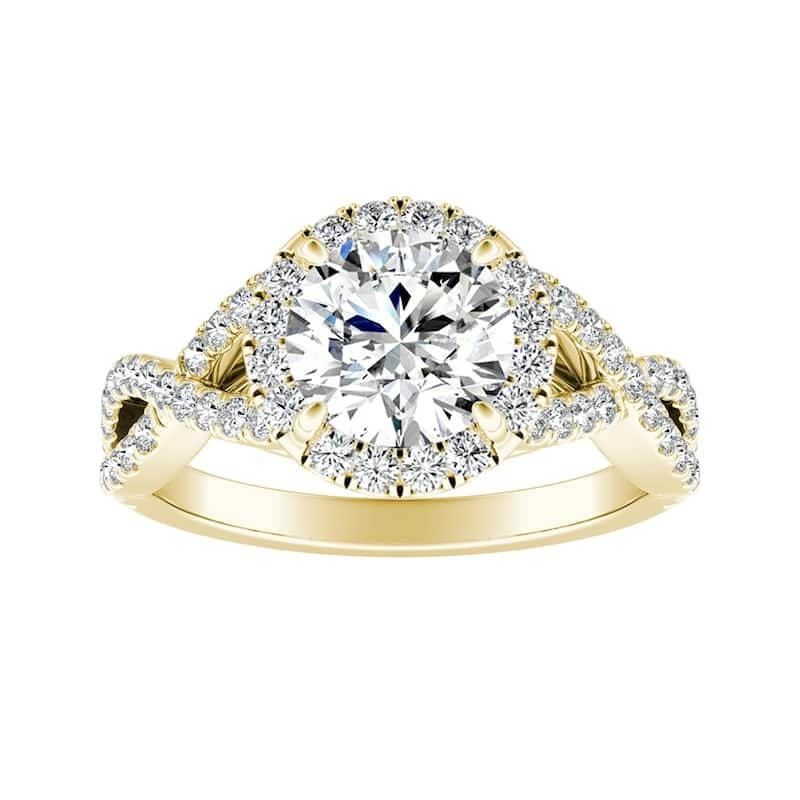 Auriya Infinity Round2ct Moissanite and 1/2ctw Diamond Halo Engagement Ring 14K Gold