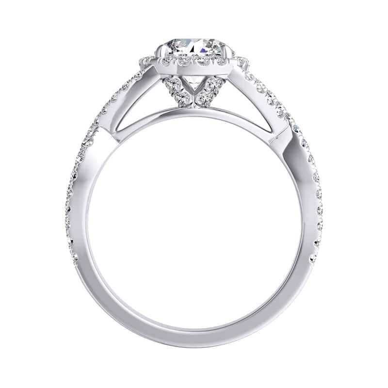 Auriya Infinity Round2ct Moissanite and 1/2ctw Diamond Halo Engagement Ring 14K Gold
