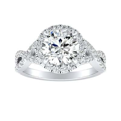 Auriya Infinity Round2ct Moissanite and 1/2ctw Diamond Halo Engagement Ring 14K Gold
