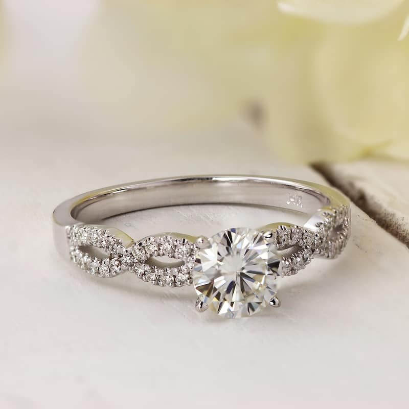 Auriya 14k Gold 3/4ct Moissanite Infinity Diamond Engagement Ring 1/6ctw