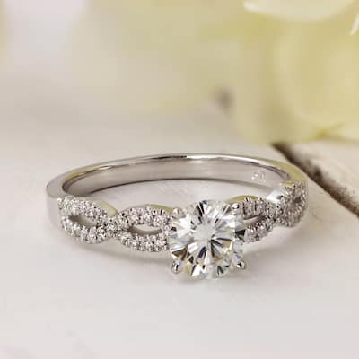 Auriya 14k Gold 3/4ct Moissanite Infinity Diamond Engagement Ring 1/6ctw