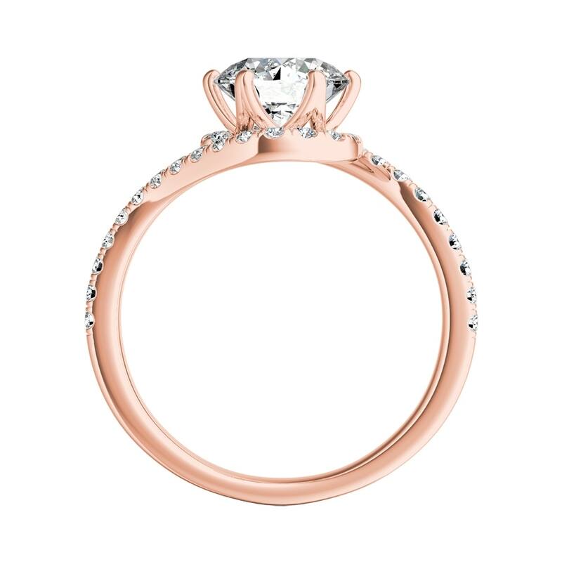 Auriya 14k Gold Bypass 2 1/2ct Round Moissanite and 1/3ctw Halo Diamond Engagement Ring