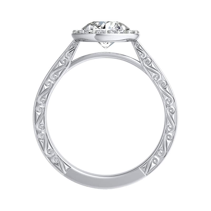 Auriya Vintage 3/4ct Round Moissanite and 3/8ctw Halo Diamond Engagement Ring 14K