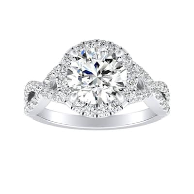 Auriya 14k Gold Infinity Round2 1/2ct Moissanite and 1/2ctw Diamond Halo Engagement Ring
