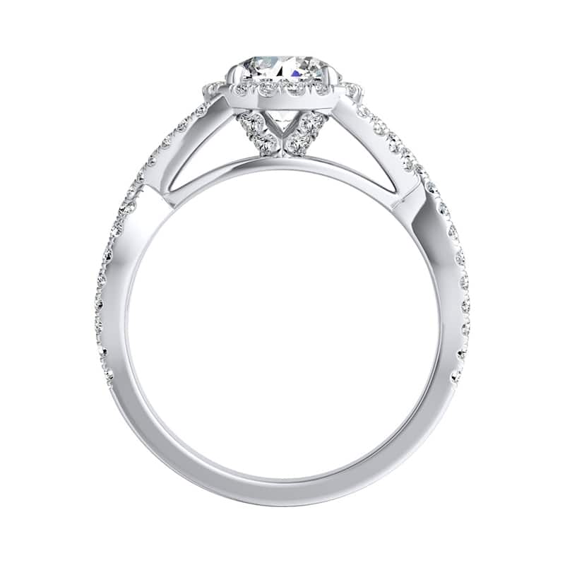 Auriya 14k Gold Infinity Round4ct Moissanite and 1/2ctw Diamond Halo Engagement Ring