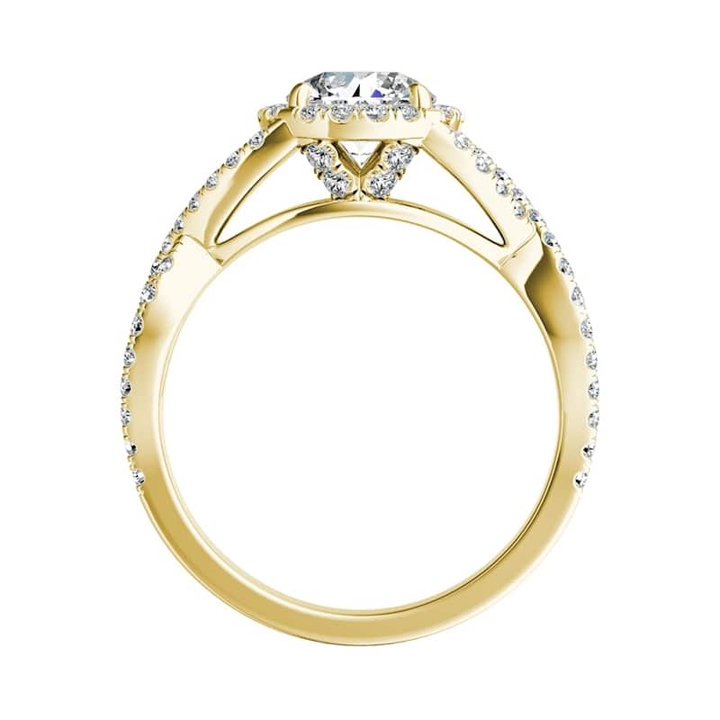 Auriya Infinity Round1/2ct Moissanite and 1/2ctw Diamond Halo Engagement Ring 14K Gold