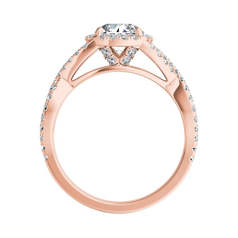 Auriya Infinity Round1/2ct Moissanite and 1/2ctw Diamond Halo Engagement Ring 14K Gold
