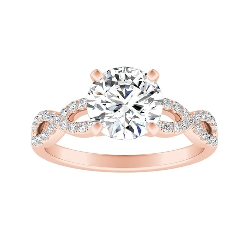 Auriya 14k Gold 4ct Moissanite Infinity Diamond Engagement Ring 1/6ctw