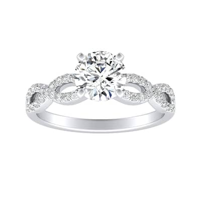 Auriya 14k Gold 1ct Moissanite Infinity Diamond Engagement Ring 1/6ctw