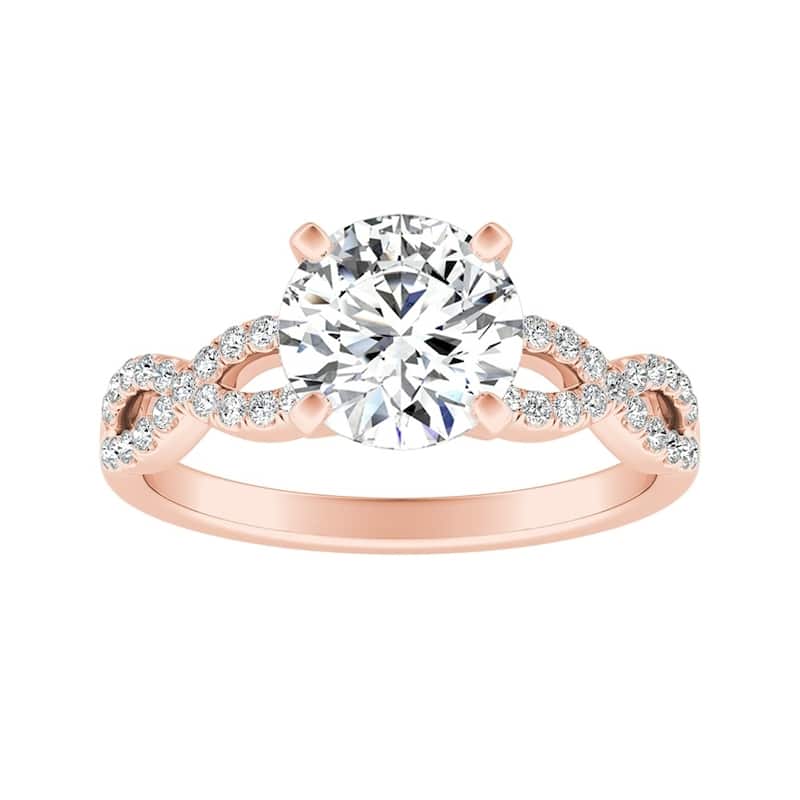 Auriya 14k Gold 2ct Moissanite Infinity Diamond Engagement Ring 1/6ctw - Rose - 6.5