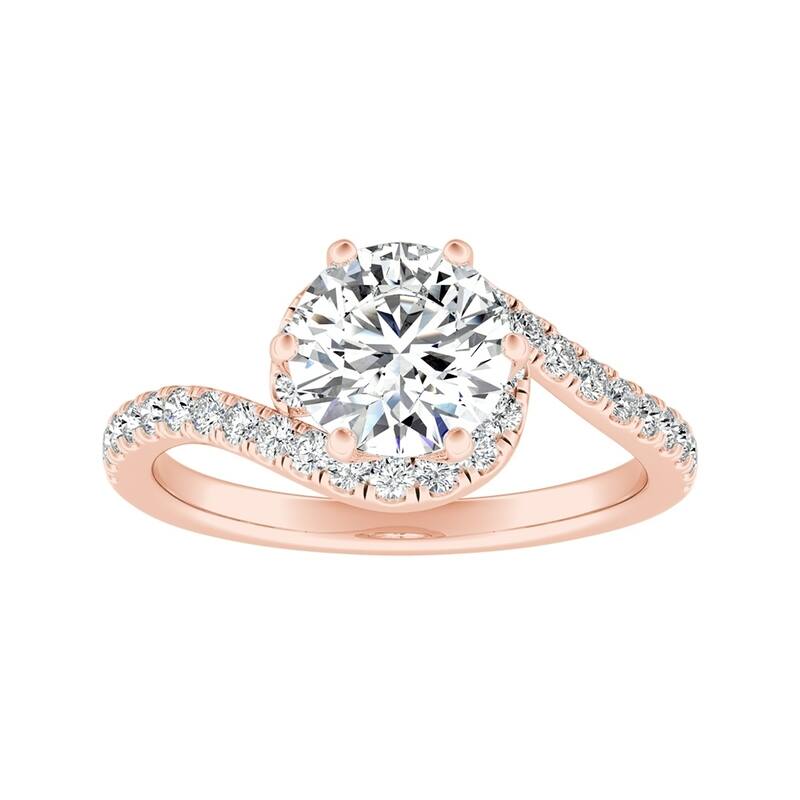 Auriya Modern 3/4ct Moissanite and 1/3ctw Halo Diamond Engagement Ring 14K Gold