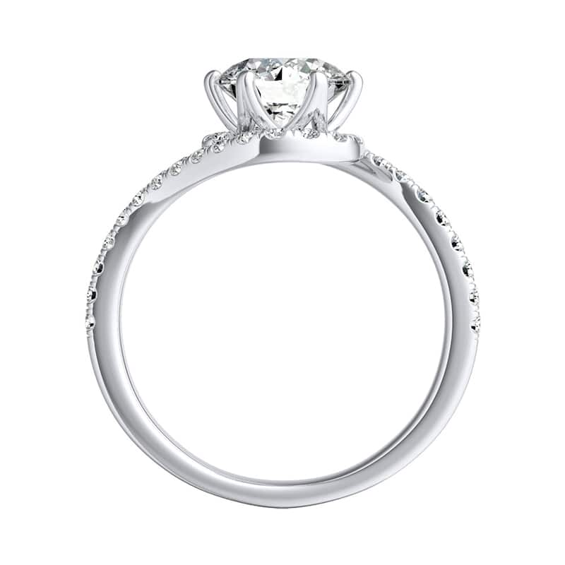 Auriya Modern 3/4ct Moissanite and 1/3ctw Halo Diamond Engagement Ring 14K Gold