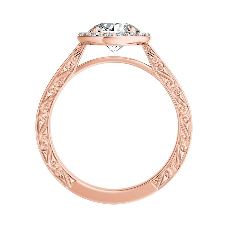Auriya Vintage 1 1/2ct Round Moissanite and 3/8ctw Halo Diamond Engagement Ring 14K