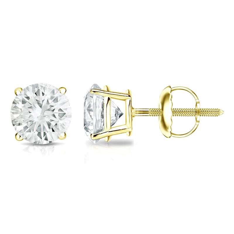 Auriya 2 to 2 1/2ctw Round Diamond Stud Earrings 14k Gold (I-J, SI1-SI2) - 2 1/2ctw - Yellow