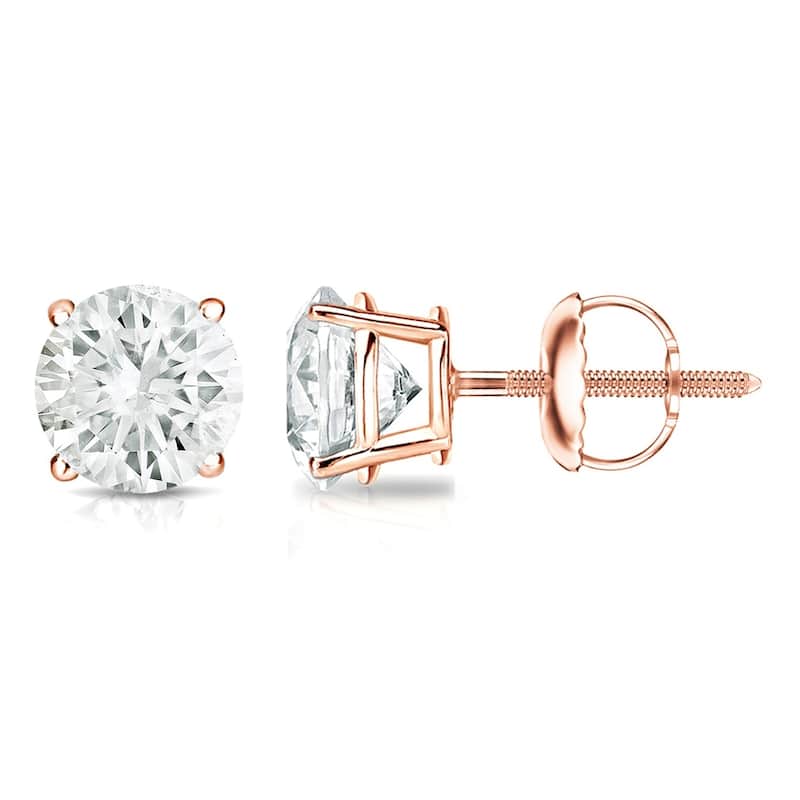 Auriya 2 to 2 1/2ctw Round Diamond Stud Earrings 14k Gold (I-J, SI1-SI2) - 2 1/4ctw - Rose