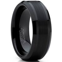 Shop Men's Tungsten with Black and Blue Carbon Fiber Inlay Ring (8 mm ...