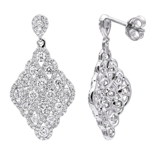 Designer 14k Gold Diamond Drop Earrings for Women 2.5 Carat Vintage Style G-H Color by Luxurman. Opens flyout.