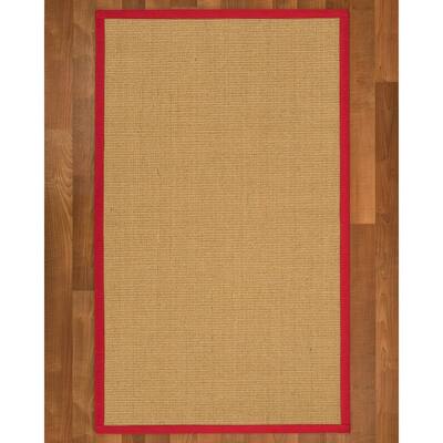 NaturalAreaRugs Monterrey Custom Sisal Rug (2' 6" x 12') Red Border - 2'6" x 12'