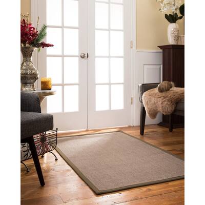 NaturalAreaRugs Portal Custom Sisal Rug (2' 6" x 10') Fossil Border - 2'6" x 10'