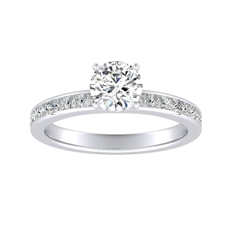 Auriya 14k Gold Classic 1/2ct Moissanite and Diamond Engagement Ring 1/2ctw