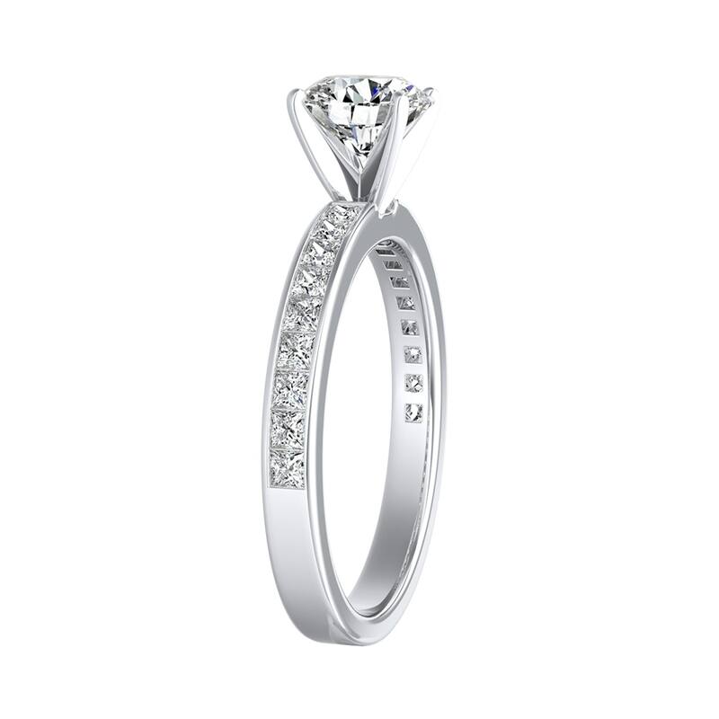 Auriya 14k Gold Classic 1/2ct Moissanite and Diamond Engagement Ring 1/2ctw